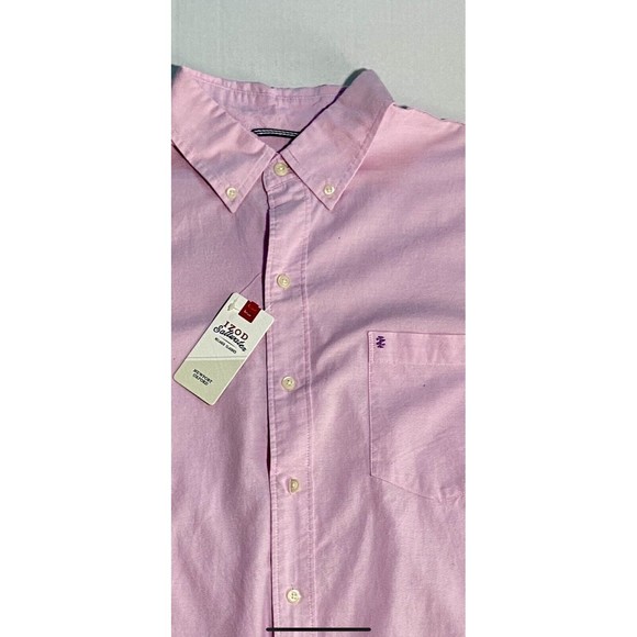 IZOD Saltwater Relaxed Classics Mens Shirt Size Large Pink Button Down Shirt - Picture 3 of 8
